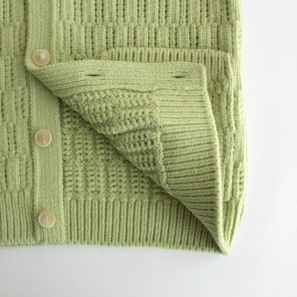 WOOL CORD RIB KNIT CARDIGAN #LIGHT GREEN [A23AC02CR]