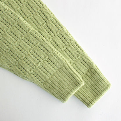 WOOL CORD RIB KNIT CARDIGAN #LIGHT GREEN [A23AC02CR]