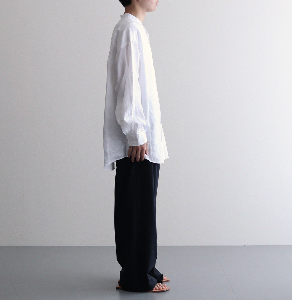 Linen L/S Oversized Band Collar Shirt #WHITE [GM241-50274B]