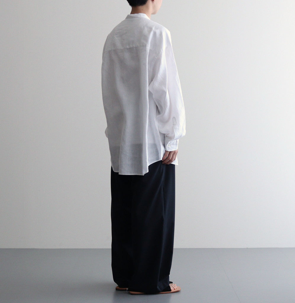 Linen L/S Oversized Band Collar Shirt #WHITE [GM241-50274B]