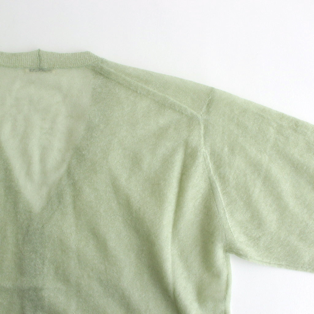 KID MOHAIR SHEER KNIT CARDIGAN #LIGHT GREEN [A24SC01FG]