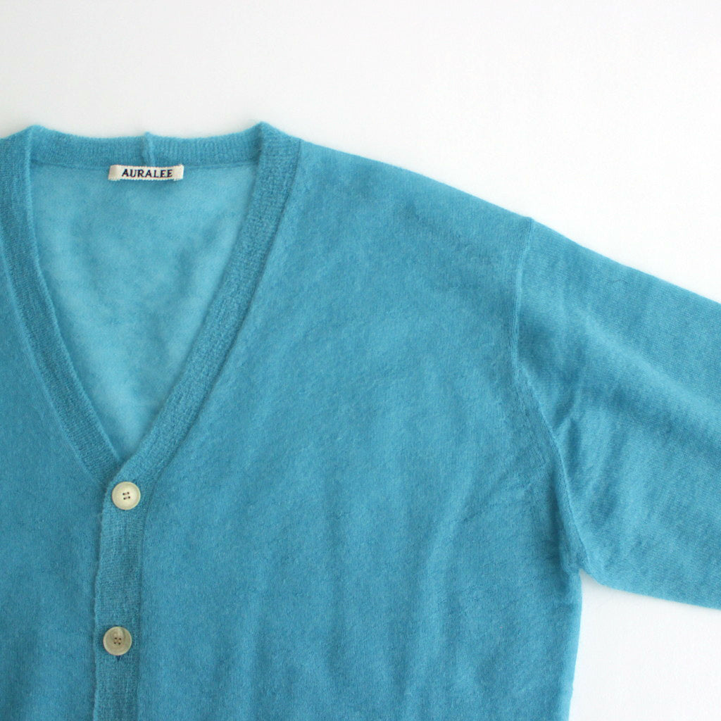 KID MOHAIR SHEER KNIT CARDIGAN #TURQUOISE BLUE [A24SC01FG]