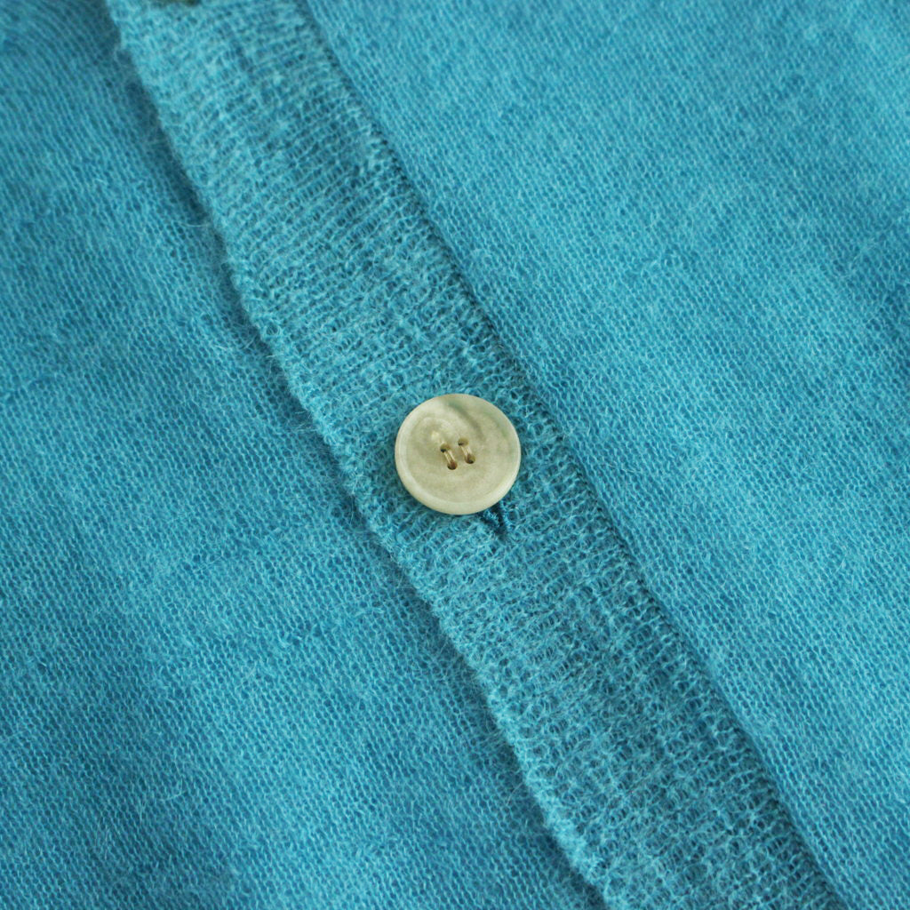 KID MOHAIR SHEER KNIT CARDIGAN #TURQUOISE BLUE [A24SC01FG]