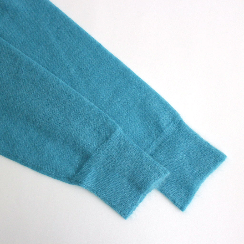 KID MOHAIR SHEER KNIT CARDIGAN #TURQUOISE BLUE [A24SC01FG]