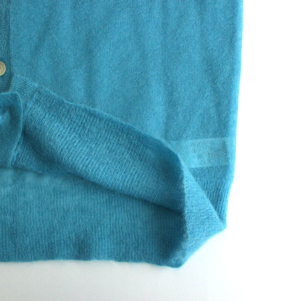 KID MOHAIR SHEER KNIT CARDIGAN #TURQUOISE BLUE [A24SC01FG]