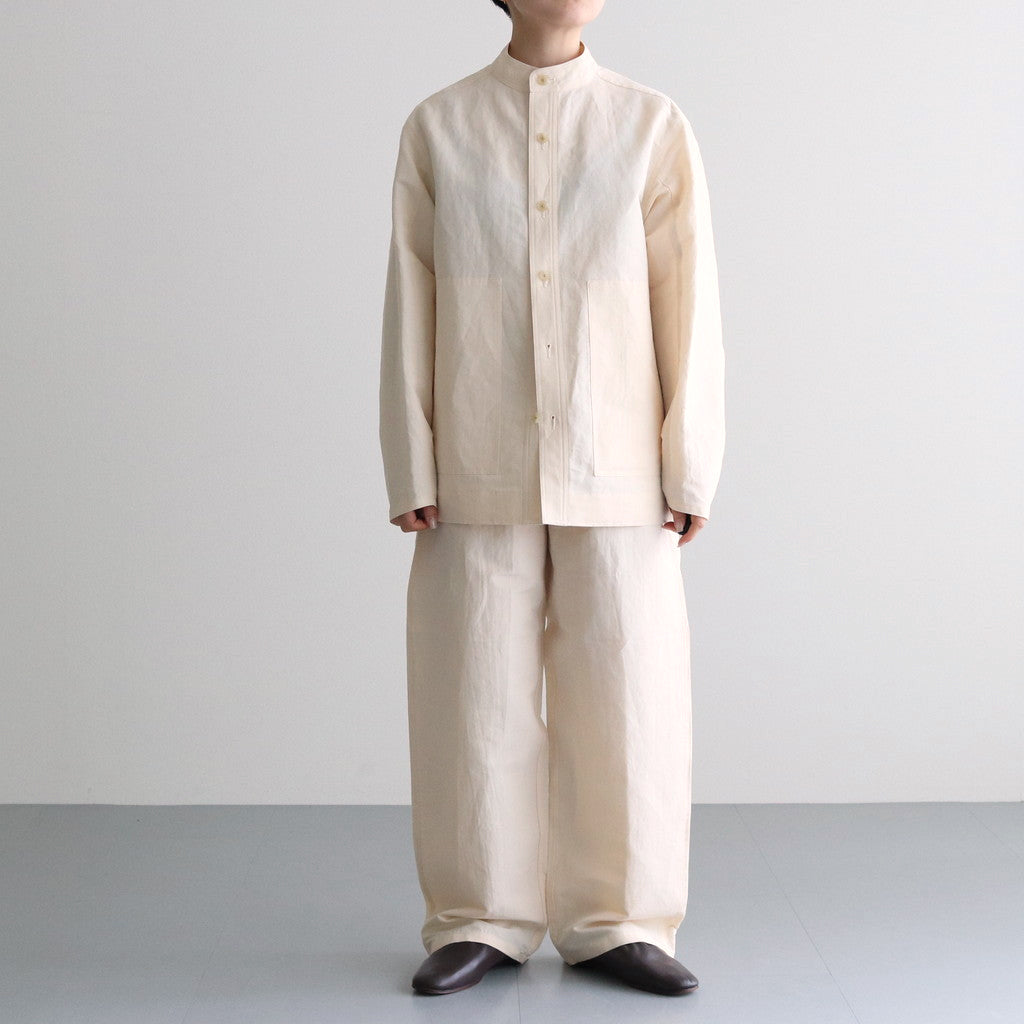 HIGH DENSITY FINX LINEN WEATHER SHIRT BLOUSON #ECRU [A24SS01LW]