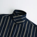 STRIPE OPEN COLLAR FRINGE SHIRT #NAVY [YK24SS0640SH]