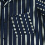 STRIPE OPEN COLLAR FRINGE SHIRT #NAVY [YK24SS0640SH]
