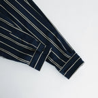 STRIPE OPEN COLLAR FRINGE SHIRT #NAVY [YK24SS0640SH]