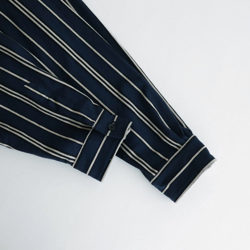 STRIPE OPEN COLLAR FRINGE SHIRT #NAVY [YK24SS0640SH]