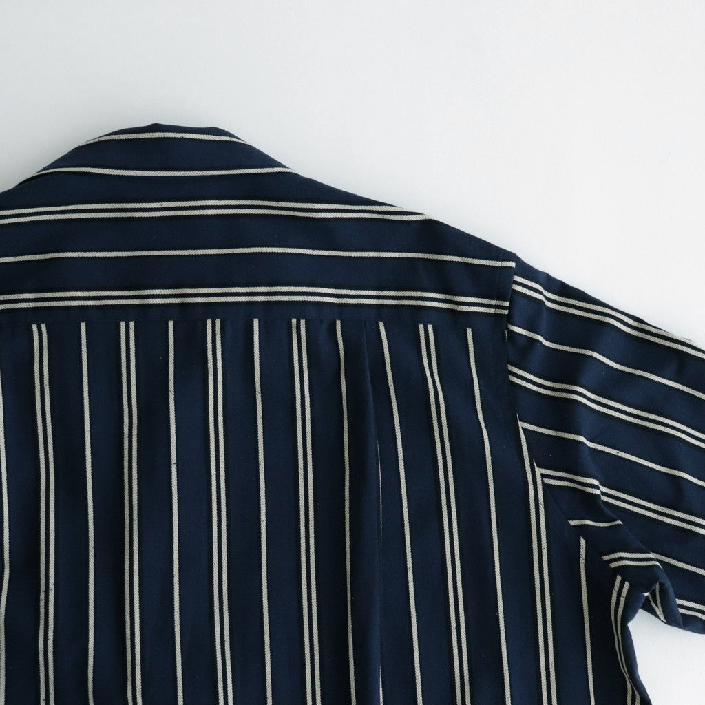 STRIPE OPEN COLLAR FRINGE SHIRT #NAVY [YK24SS0640SH]