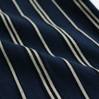 STRIPE OPEN COLLAR FRINGE SHIRT #NAVY [YK24SS0640SH]