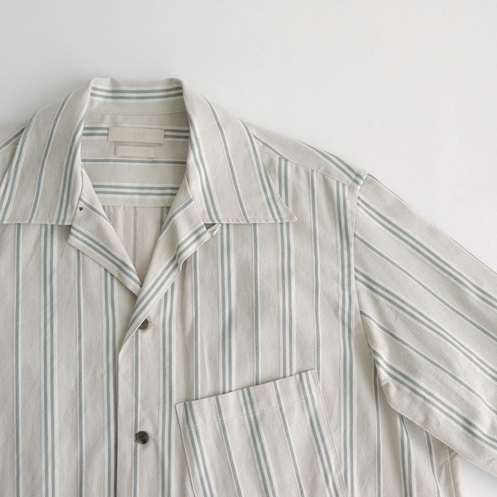STRIPE OPEN COLLAR FRINGE SHIRT #IVORY [YK24SS0640SH]