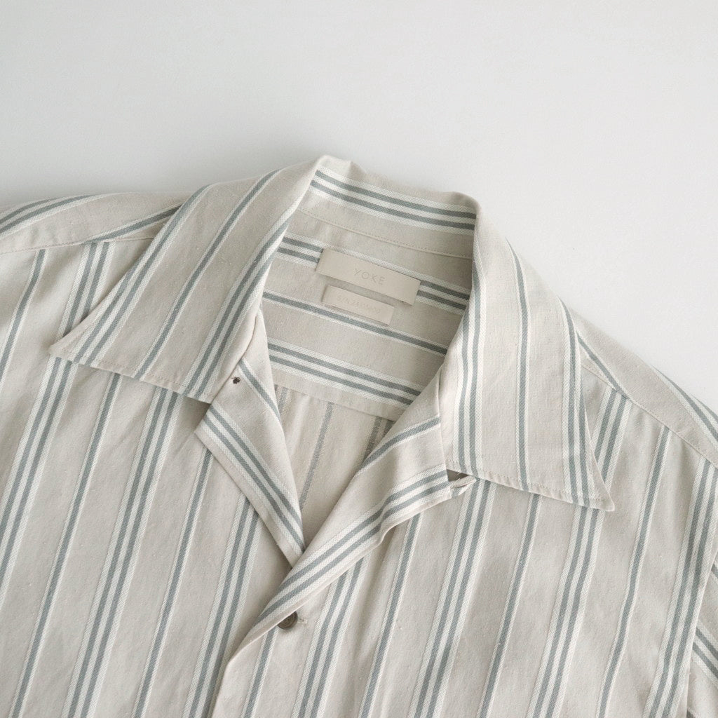 STRIPE OPEN COLLAR FRINGE SHIRT #IVORY [YK24SS0640SH]