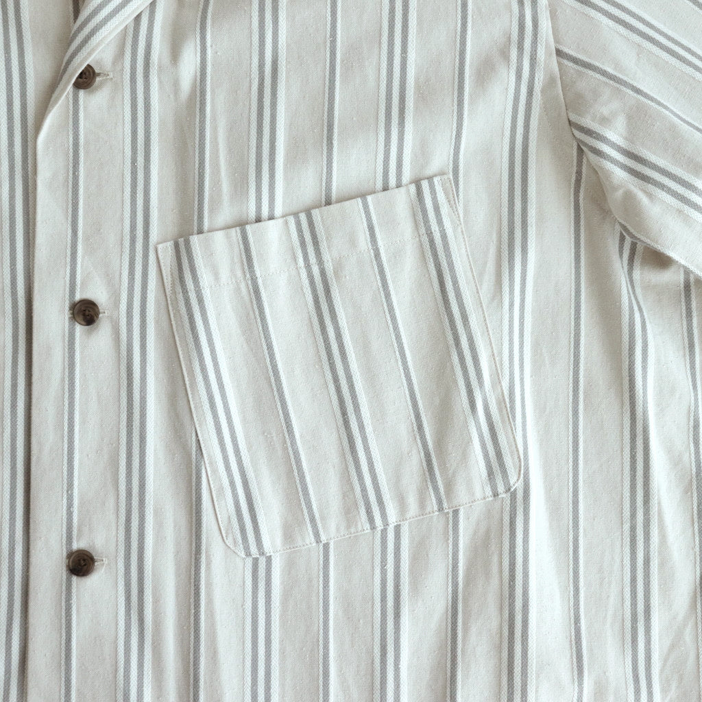 STRIPE OPEN COLLAR FRINGE SHIRT #IVORY [YK24SS0640SH]
