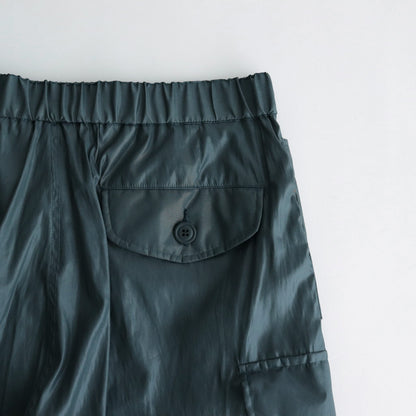 LEATHER LIKE POLYESTER CARGO PANTS #DUSTY GREEN [YK24SS0638P]
