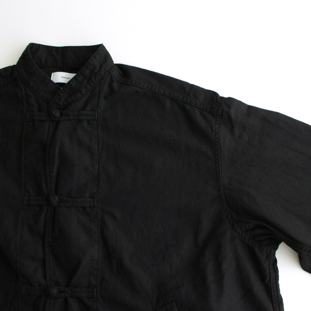 Cotton Linen Moleskin Overdyed Kung-Fu Jacket #BLACK [GM241-20089]