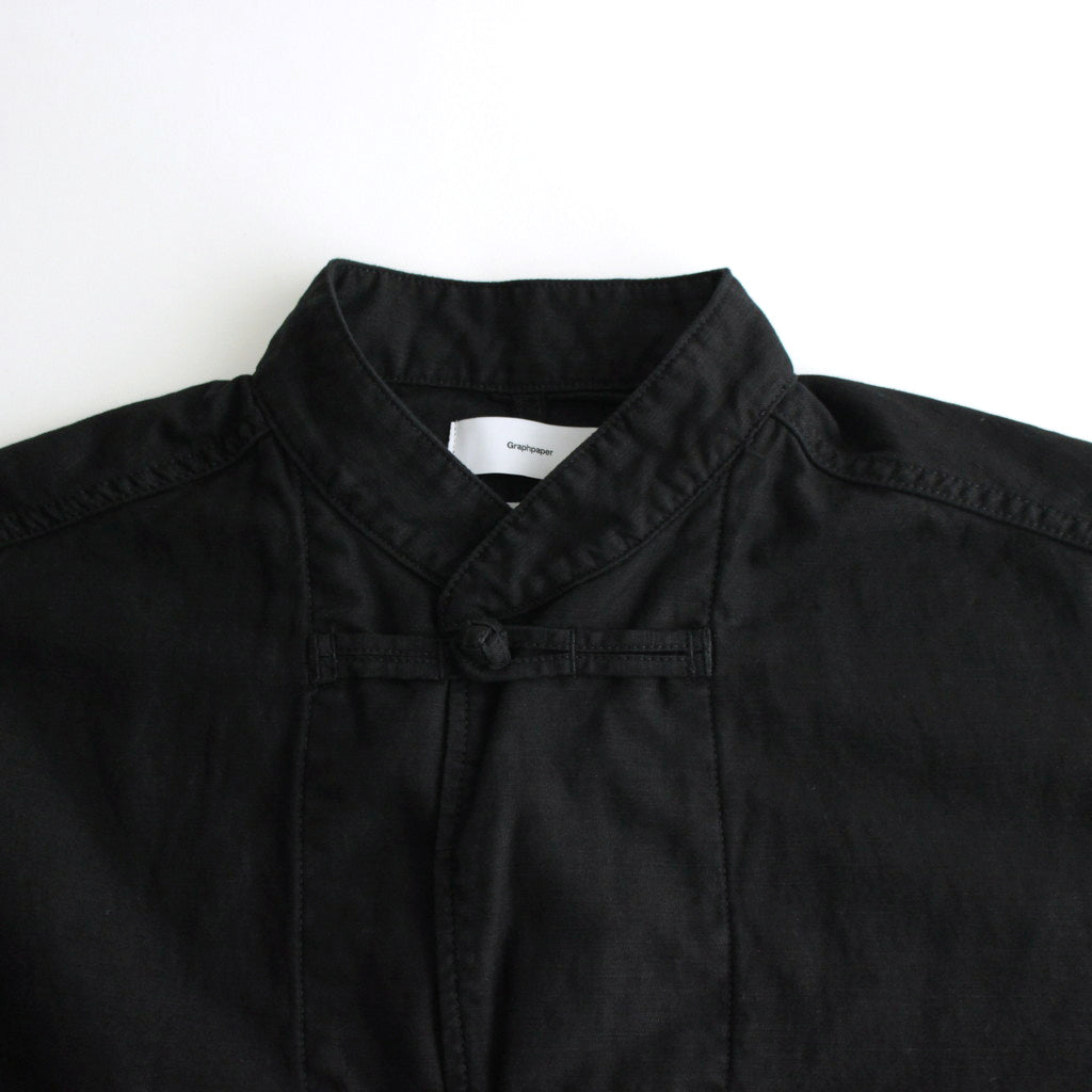 Cotton Linen Moleskin Overdyed Kung-Fu Jacket #BLACK [GM241-20089]