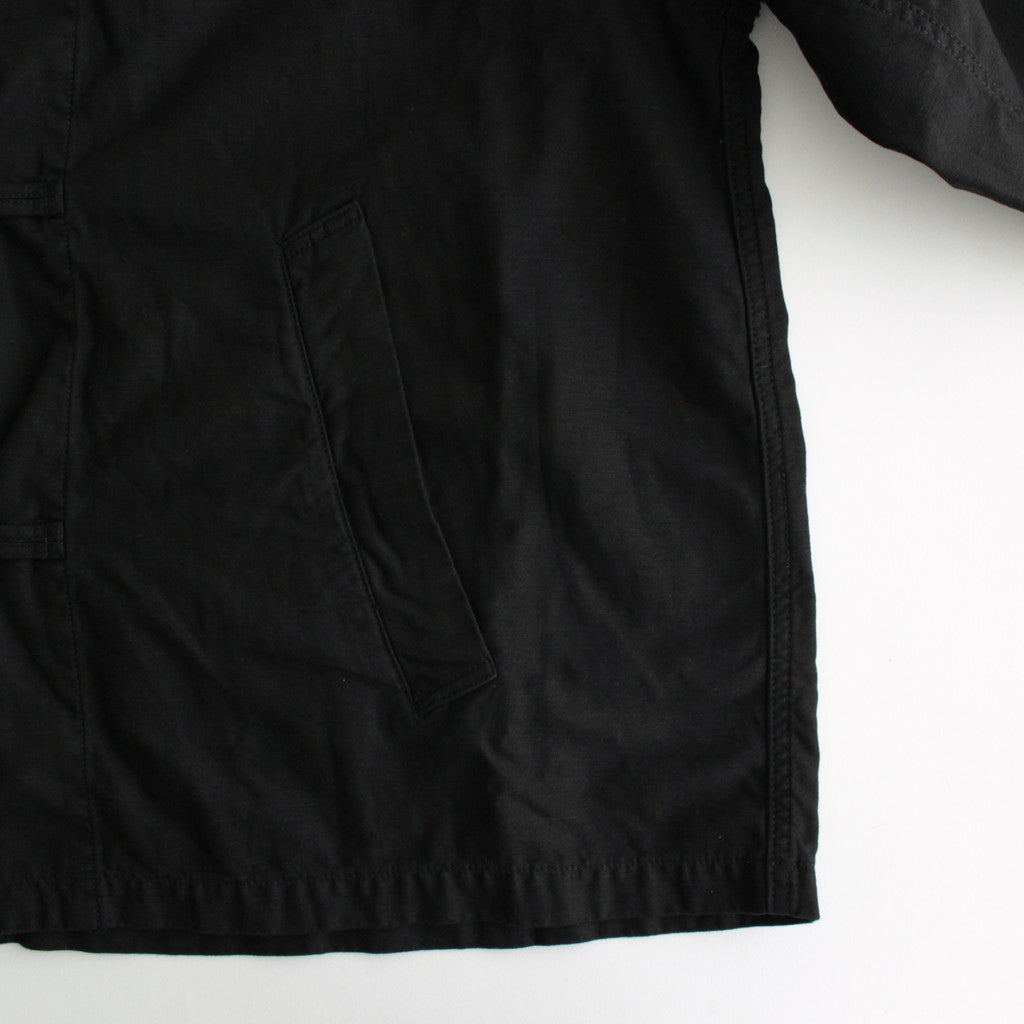 Cotton Linen Moleskin Overdyed Kung-Fu Jacket #BLACK [GM241-20089]