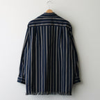 STRIPE OPEN COLLAR FRINGE SHIRT #NAVY [YK24SS0640SH]