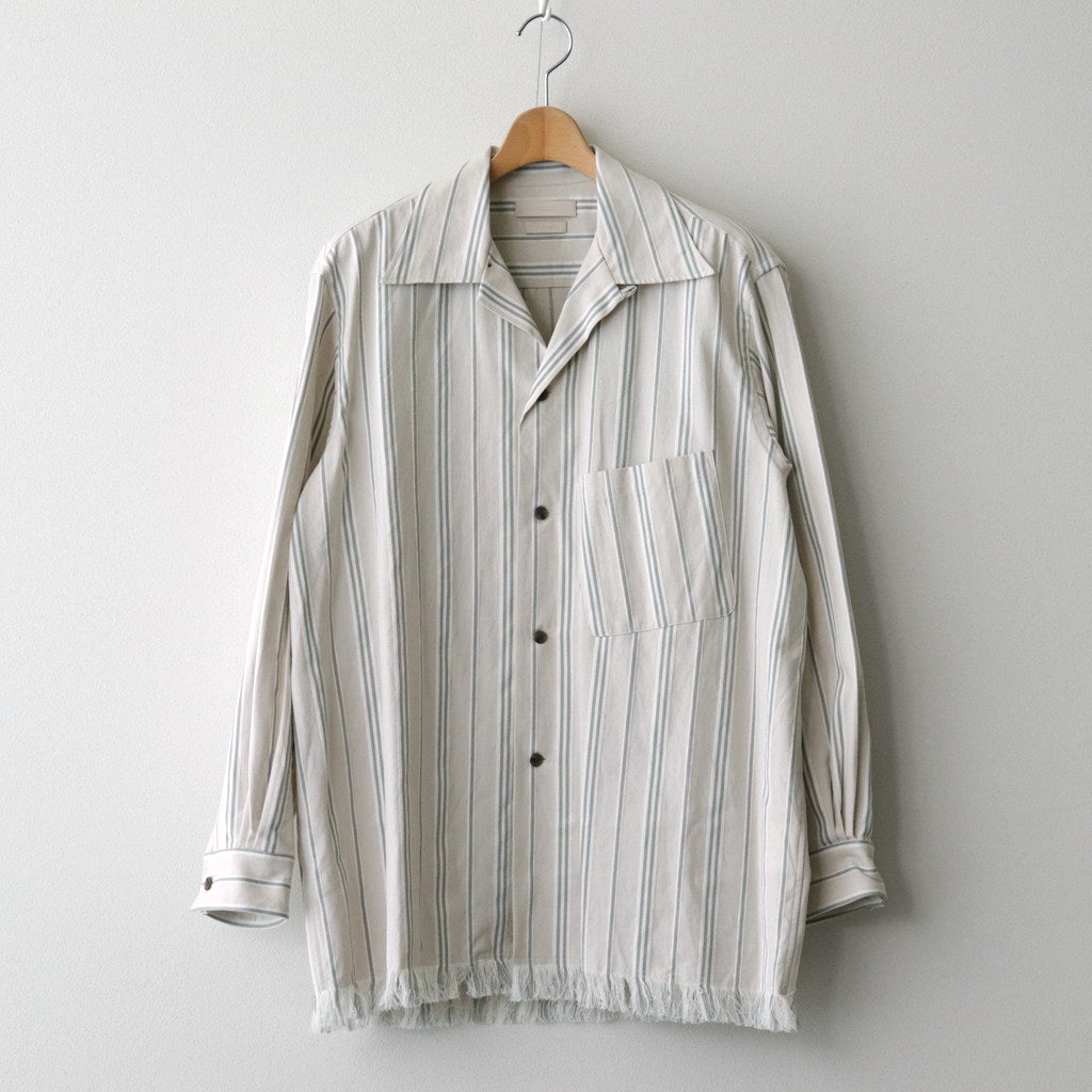 STRIPE OPEN COLLAR FRINGE SHIRT #IVORY [YK24SS0640SH]