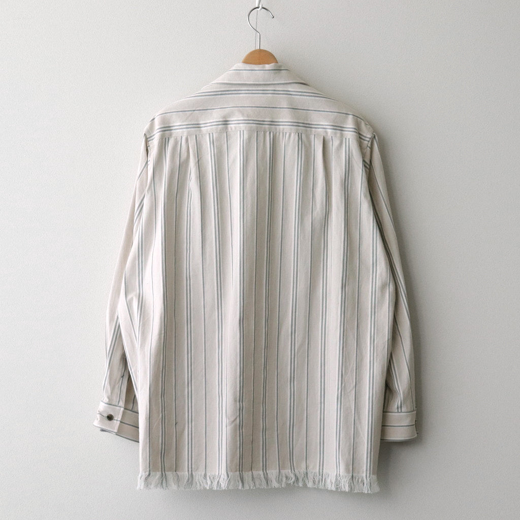 STRIPE OPEN COLLAR FRINGE SHIRT #IVORY [YK24SS0640SH]