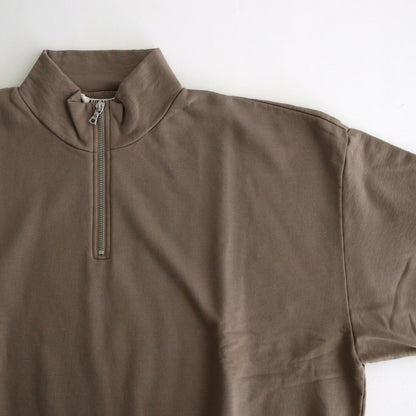 ELASTIC HIGH GAUGE SWEAT HALF ZIP P/O #GRAY BEIGE [A24AP01NU]