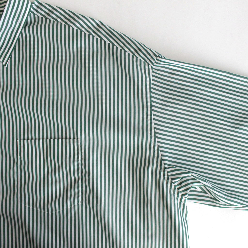 Broad L/S Oversized Regular Collar Shirt #GREEN STRIPE [GM234-50001STB]