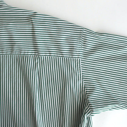 Broad L/S Oversized Regular Collar Shirt #GREEN STRIPE [GM234-50001STB]