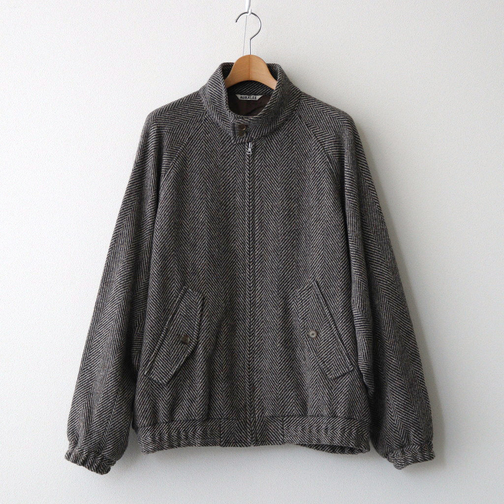 LAMA SHETLAND WOOL TWEED ZIP BLOUSON #KHAKI TWEED [A24AB03LS]