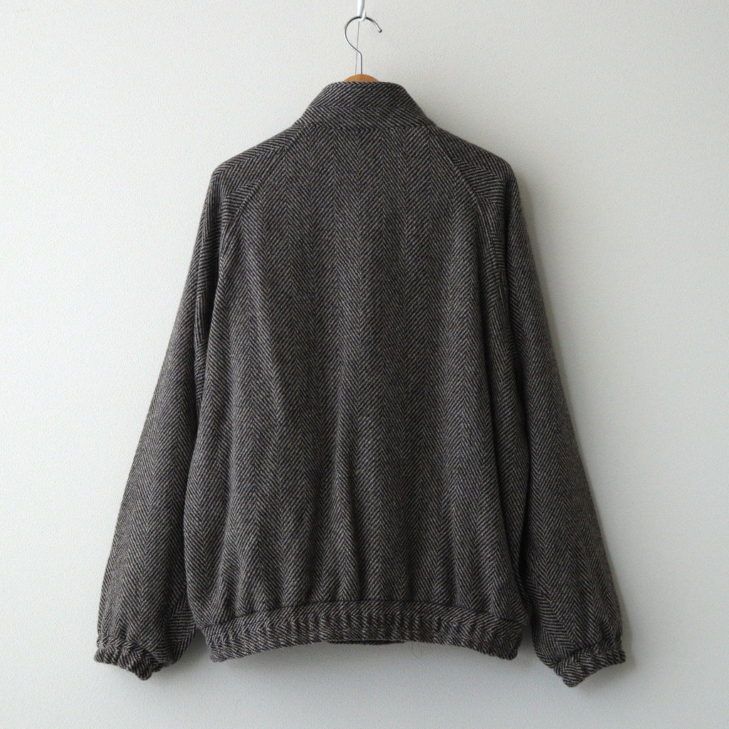 LAMA SHETLAND WOOL TWEED ZIP BLOUSON #KHAKI TWEED [A24AB03LS]