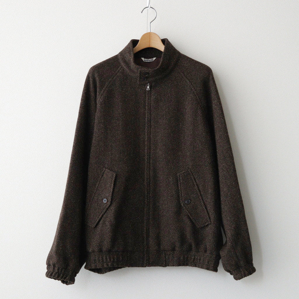 LAMA SHETLAND WOOL TWEED ZIP BLOUSON #BROWN TWEED [A24AB03LS]