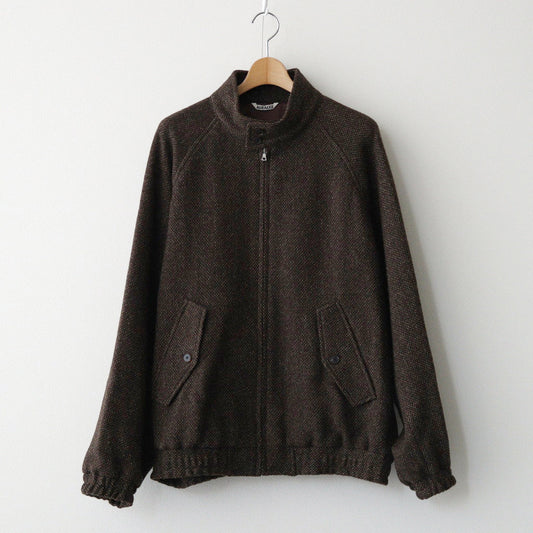 LAMA SHETLAND WOOL TWEED ZIP BLOUSON #BROWN TWEED [A24AB03LS]