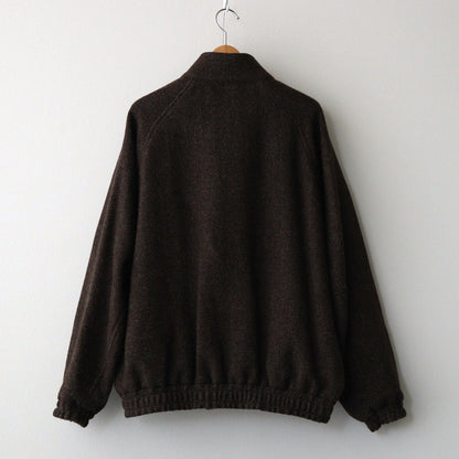 LAMA SHETLAND WOOL TWEED ZIP BLOUSON #BROWN TWEED [A24AB03LS]