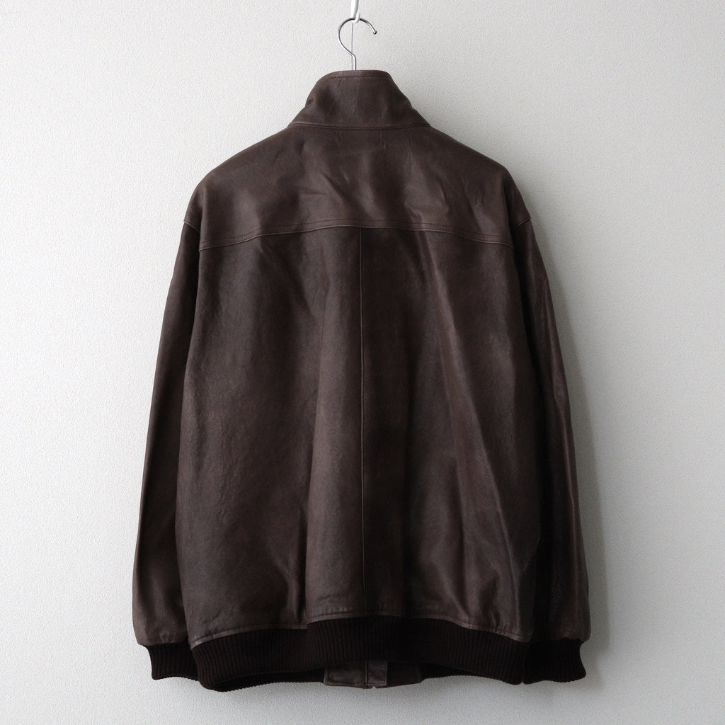 HEAVY LAMB LEATHER ZIP BLOUSON #DARK BROWN [A24AB01LA]