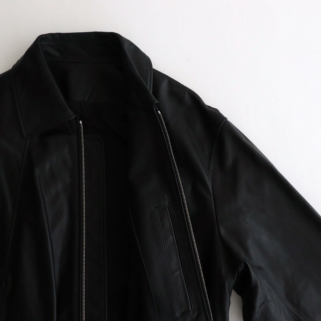 LEATHER ZIP SHORT JACKET #BLACK [ST.921]