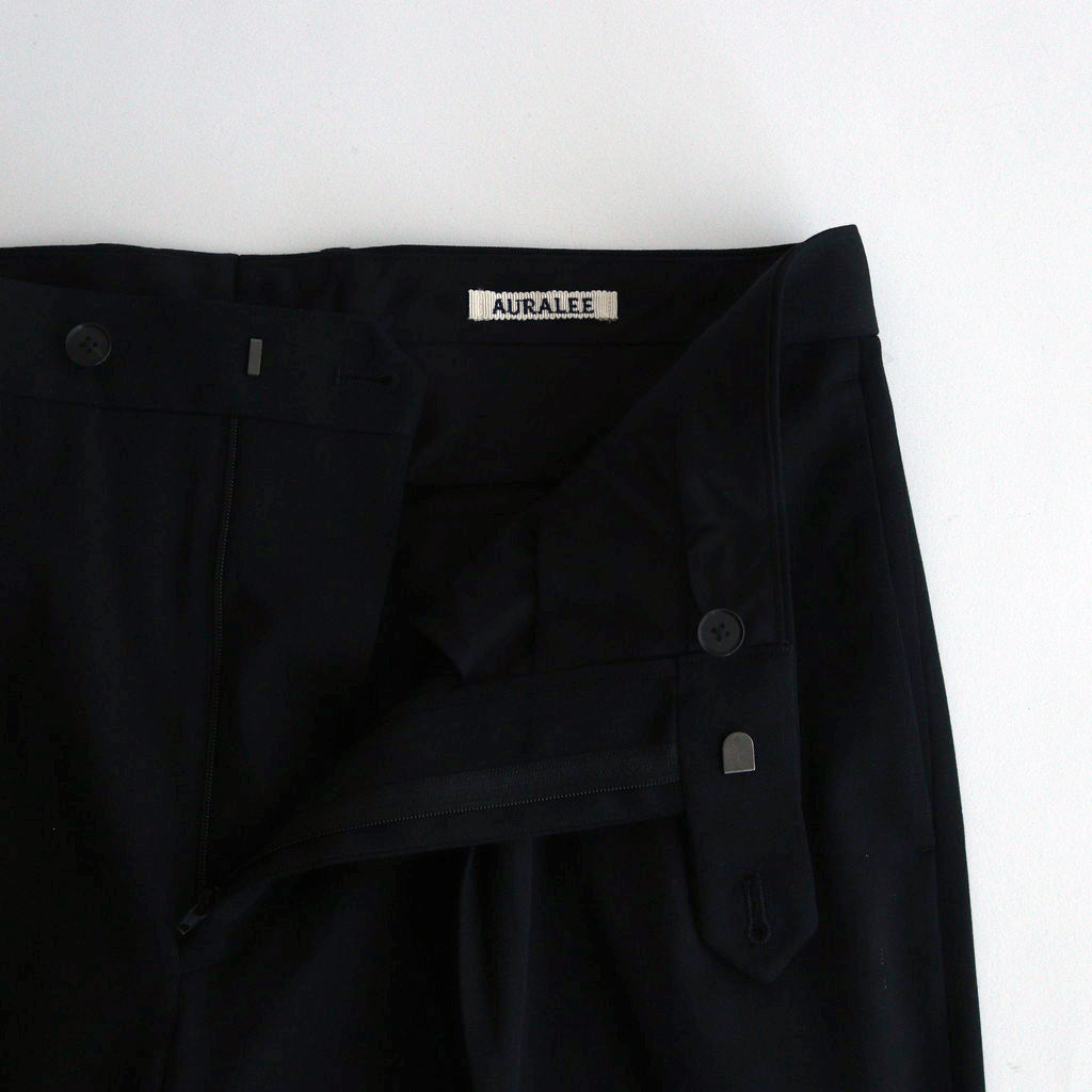 LIGHT WOOL MAX GABARDINE TWO-TUCK SLACKS #TOP BLACK [A24AP03MG]