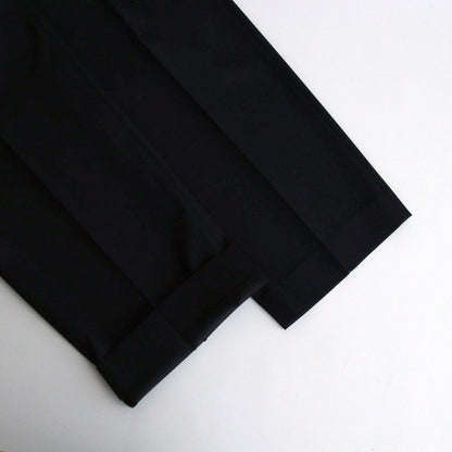 LIGHT WOOL MAX GABARDINE TWO-TUCK SLACKS #TOP BLACK [A24AP03MG]