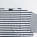 Cotton jersey border cut and sew #WHITE×NAVY [HM-T003-051]
