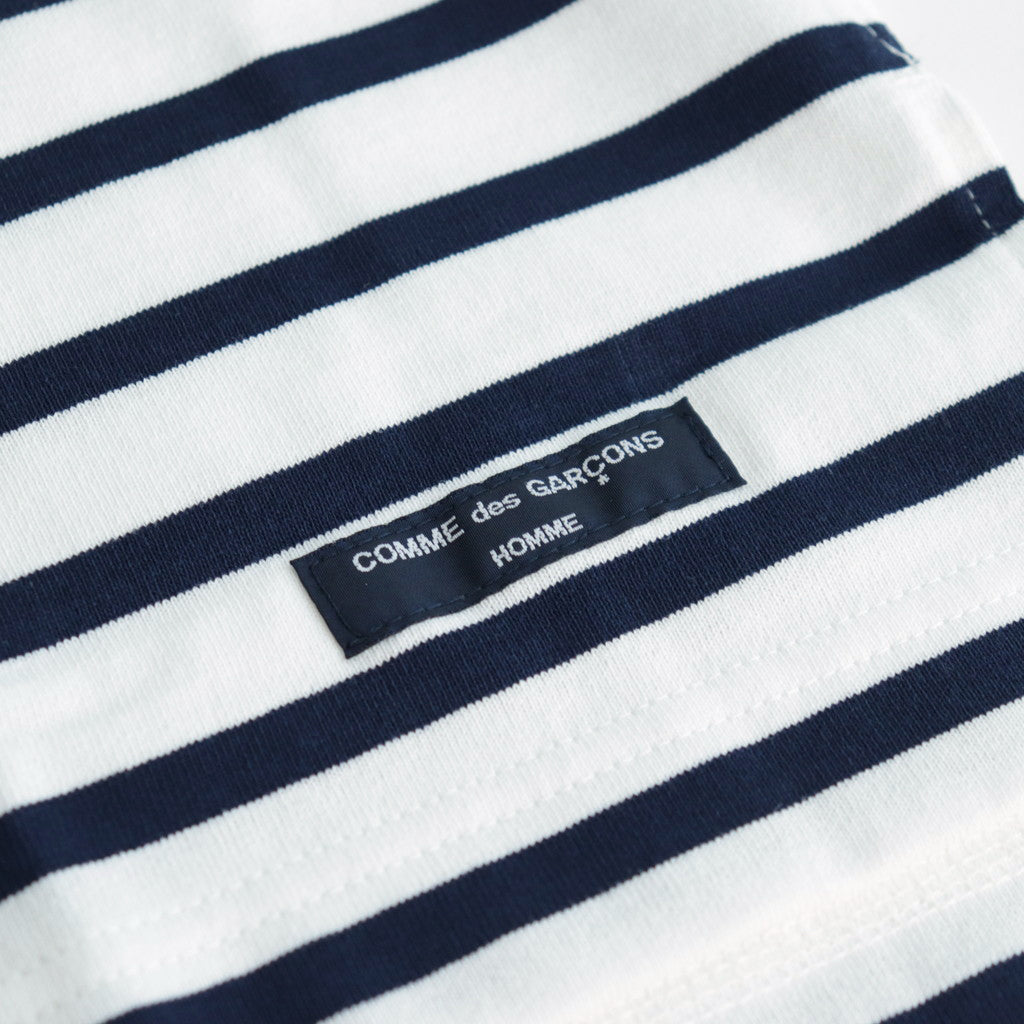 綿度詰天竺ボーダー カットソー #WHITE×NAVY [HM-T003-051]