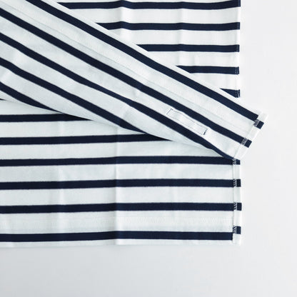 Cotton jersey border cut and sew #WHITE×NAVY [HM-T003-051]