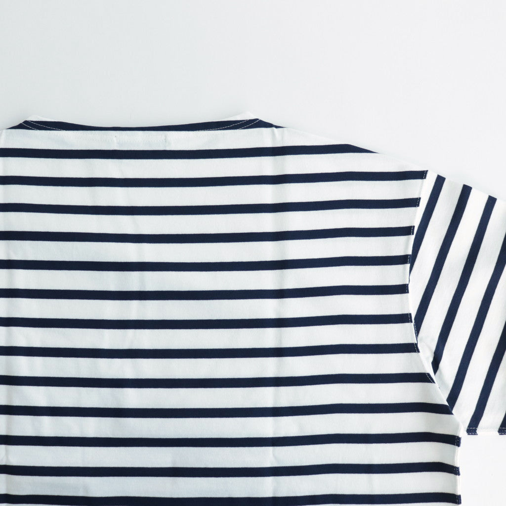 Cotton jersey border cut and sew #WHITE×NAVY [HM-T003-051]