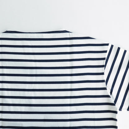 Cotton jersey border cut and sew #WHITE×NAVY [HM-T003-051]