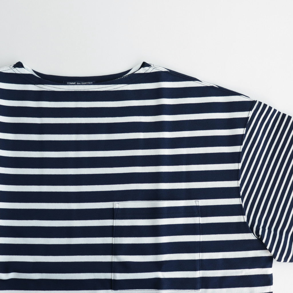 Cotton jersey border cut and sew #NAVY×WHITE [HM-T003-051]