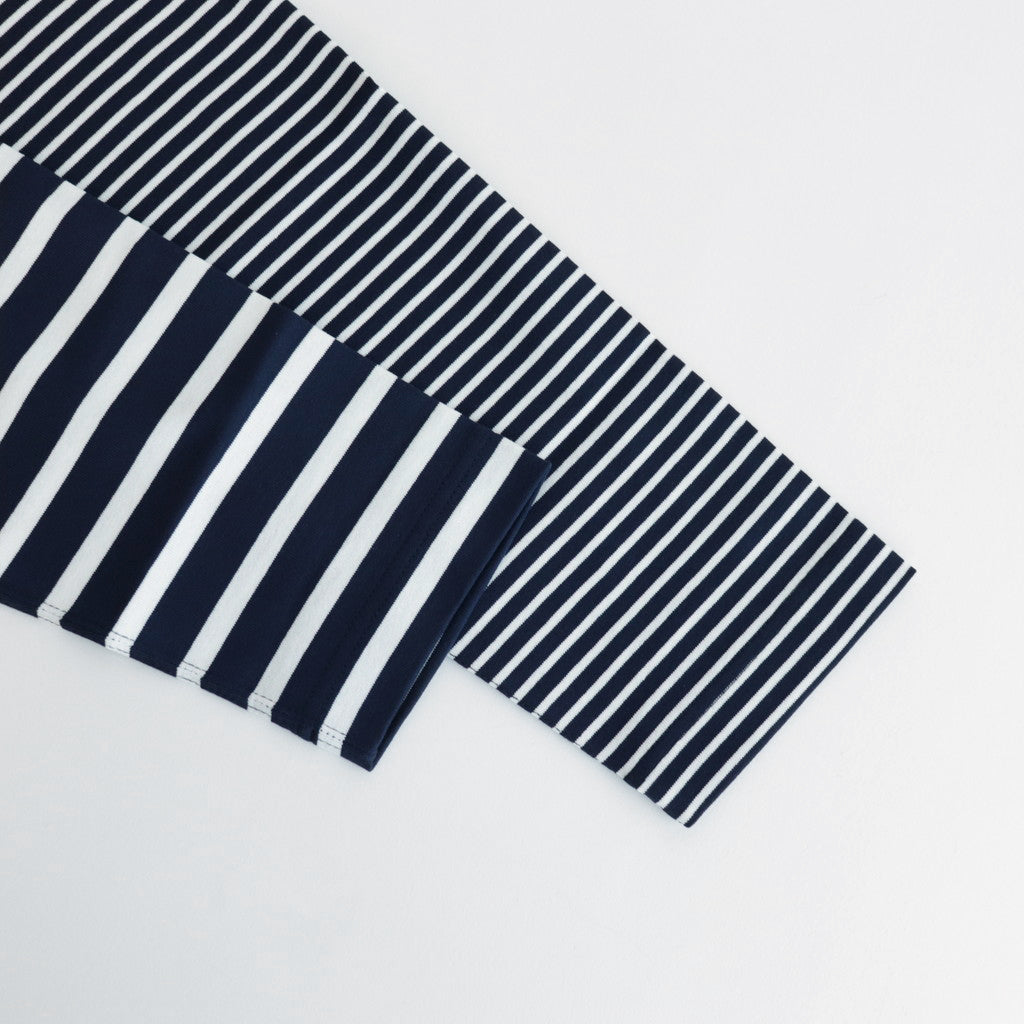 Cotton jersey border cut and sew #NAVY×WHITE [HM-T003-051]