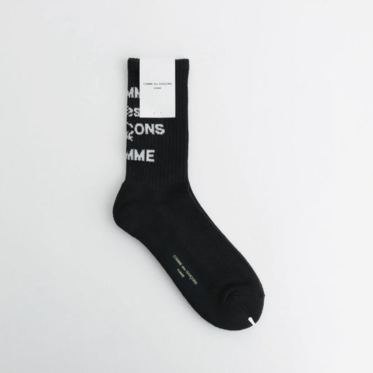 Cotton pile socks with logo #BLACK [HN-K501-051]