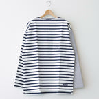 Cotton jersey border cut and sew #WHITE×NAVY [HM-T003-051]