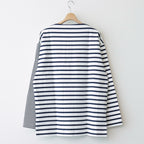 Cotton jersey border cut and sew #WHITE×NAVY [HM-T003-051]