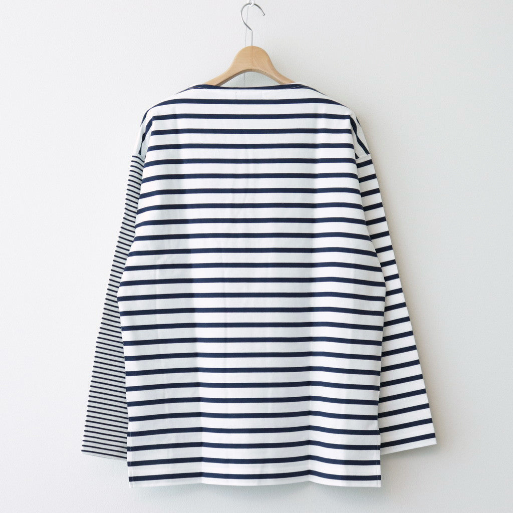 綿度詰天竺ボーダー カットソー #WHITE×NAVY [HM-T003-051]