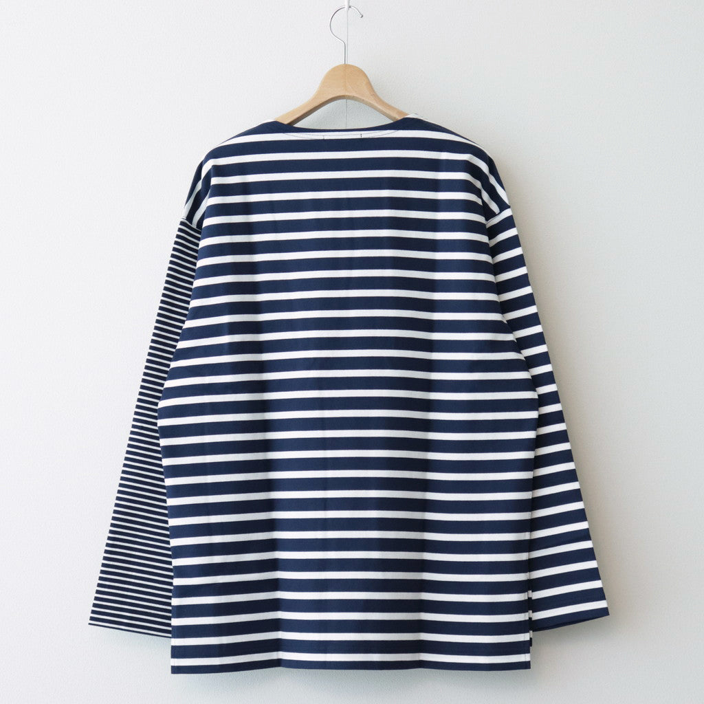 Cotton jersey border cut and sew #NAVY×WHITE [HM-T003-051]